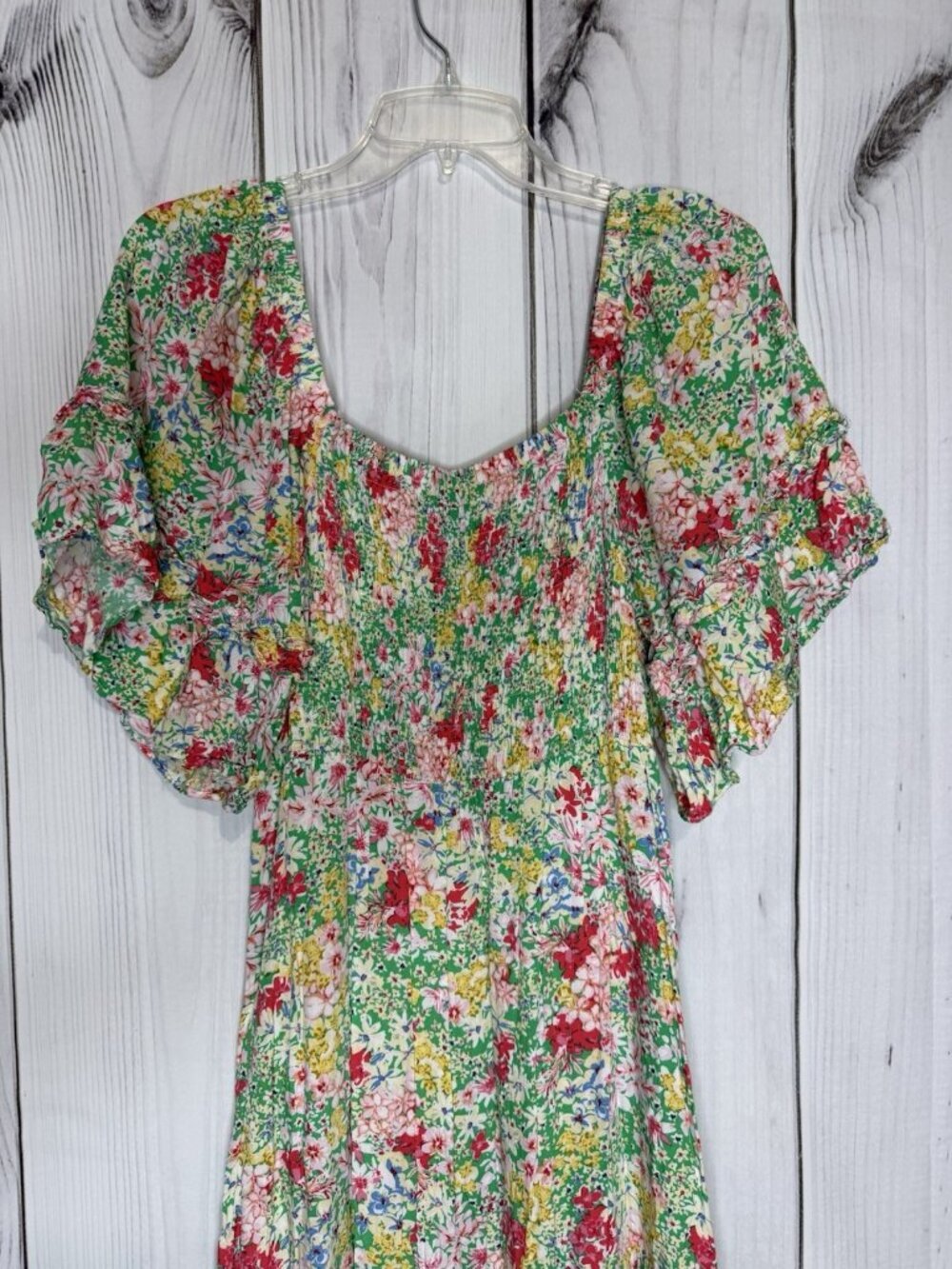 Gigio USA Floral Smocked Maxi Dress Sz M Rayon Boho Fairycore Coquette - Picture 2 of 7